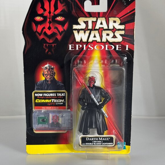 1998 Hasbro Star Wars Darth Maul Dbl Bladed Lightsaber CommTech Action Figure - Picture 1 of 9